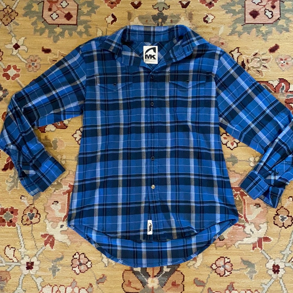 Mountain Khakis Men’s Stretch Flannel Shirt Blue Medium